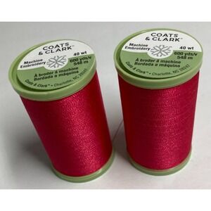 Coats & Clark Thread Pink Machine‎ Embroidery Polyester S965  600 Yds x 2 Spools